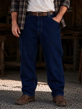 Utility Workwear Mens Jeans 44x30 Dark Wash Blue 5 Pocket Rugged Ranch Chore